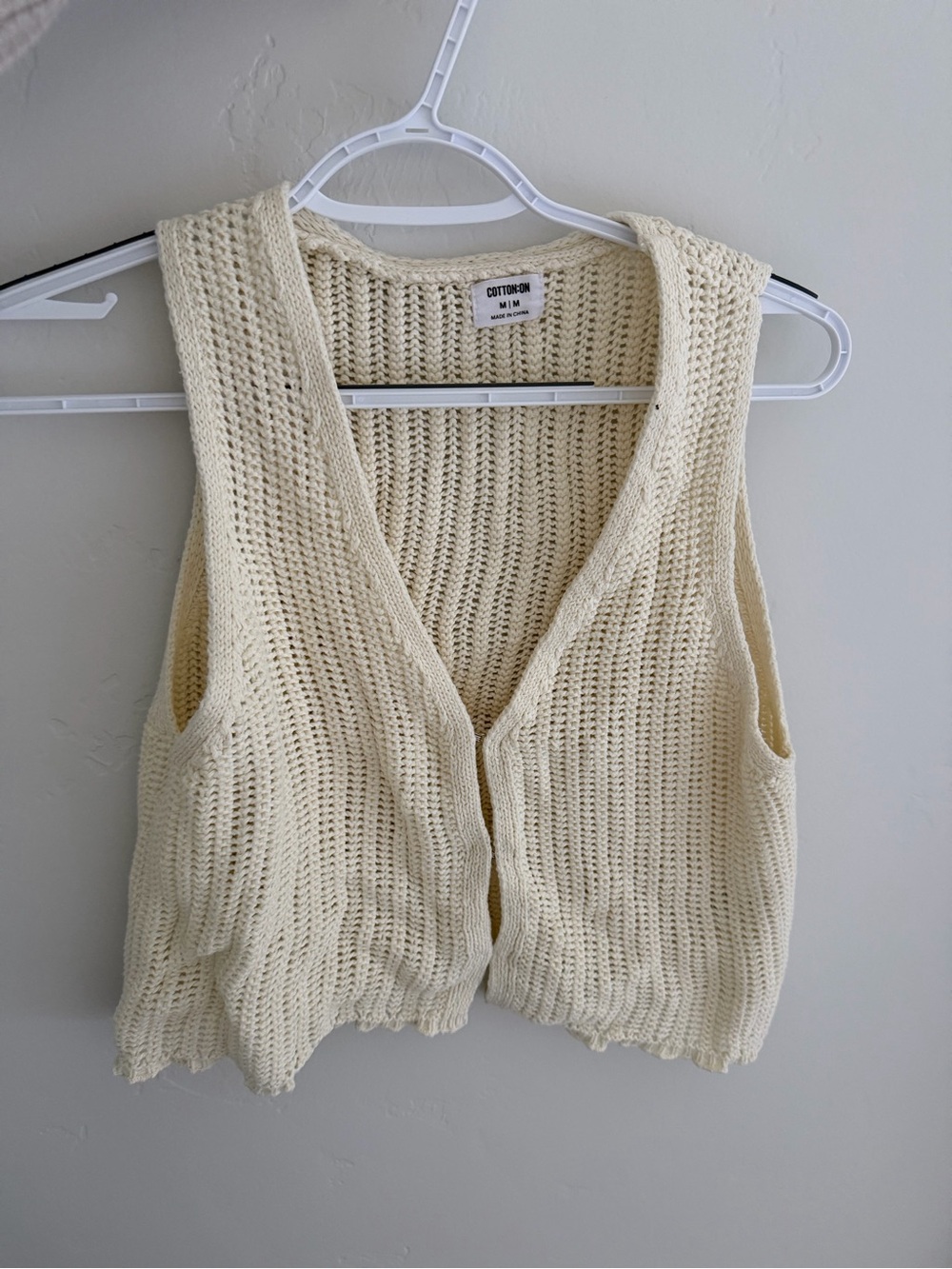 Cotton On Soft Cream Open-Knit Vest